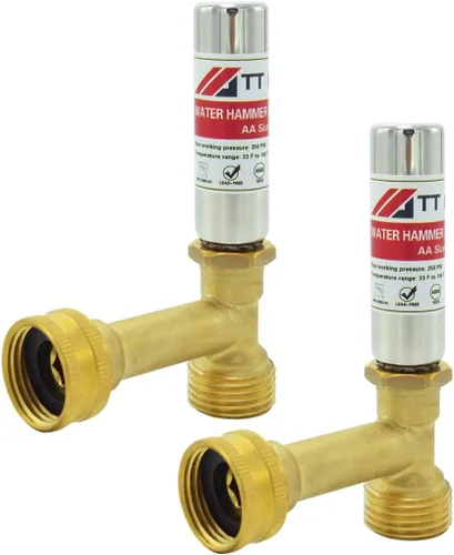 TT FLEX Amortiguador de Agua de Acero Inoxidable 3/4 Pulgadas Giratorio FHT x 3/4 Pulgadas MHT para Lavadora y Manguera de Jardín