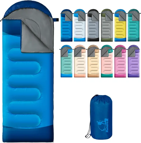 Miniatura 13 de Sacos de dormir para adultos y niños - 3 estaciones para clima frío y cálido, impermeables para acampar - Sacos de dormir ligeros para camping