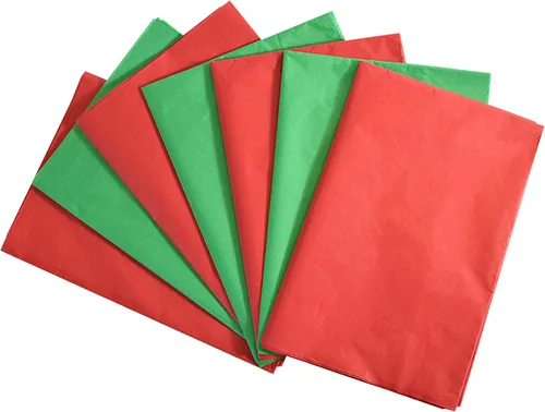 Bobobag 100 hojas de papel de seda rojo y verde de 20 x 14 pulgadas a granel para bolsas de regalo, envoltura de regalos, manualidades, fiesta,