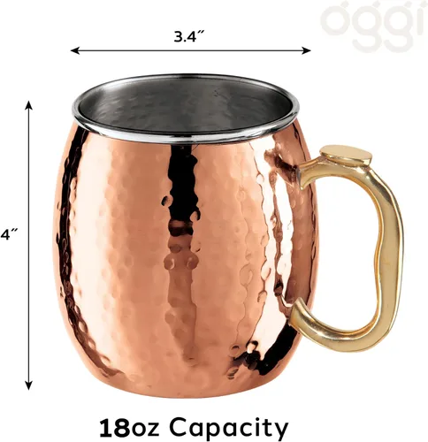 Miniatura 4 de Oggi Taza de mula chapada en cobre martillado de Moscú con mango EZ-Grip, 18 onzas