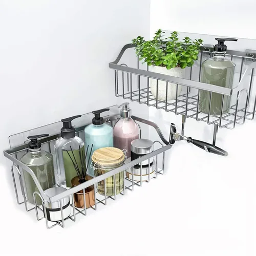 Miniatura 5 de Organizador de ducha de repuesto adhesivo, 15 unidades, gancho adhesivo sin perforación, para estantes, cesta de baño, organizador de baño, gancho