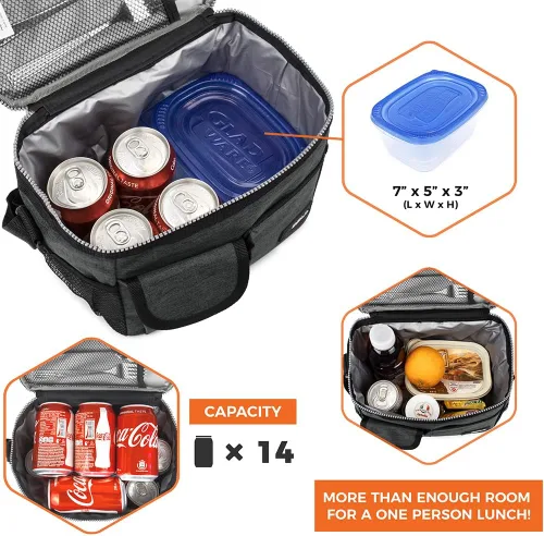 Miniatura 5 de OPUX Lonchera aislada para adultos, hombres, mujeres, niños y niñas Bolsa térmica mediana a prueba de fugas para la escuela, trabajo, oficina