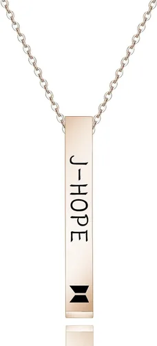 ZWYQWN KPOP ARMY Collar de regalo para mujeres y niñas, RM JIM JK V JIMIN J-HOPE SUGA Collar de cumpleaños para mujeres, Metal, Acero inoxidable
