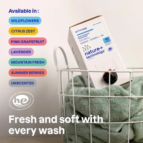 Miniatura 2 de ATTITUDE Repuesto de detergente líquido para ropa, verificado por EWG, compatible con HE, a base de plantas y vegano, jabón natural para lavandería