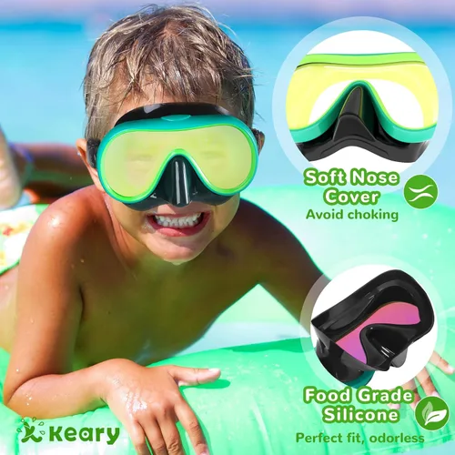 Miniatura 3 de Keary Kids Swim Goggles with Nose Cover for 5-16 Anti Fog Swimming Mask for Toddler Boys Girls Youth