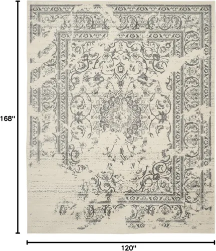 Miniatura 2 de SAFAVIEH Adirondack Collection Alfombra - 10 pies x 14 pies, Marfil & Plata, Diseño Oriental Envejecido, Resistente a Manchas y Fácil Cuidado, Ideal
