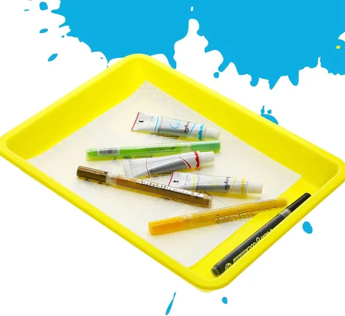 Miniatura 7 de Jetec 12 bandejas de arte de plástico de 11.4 x 8.6 pulgadas, bandejas de arte multicolor para servir actividades a granel para aula y organizador