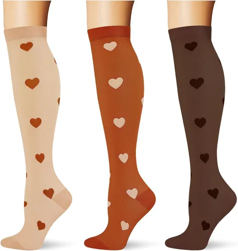 Miniatura 10 de (3 pares) Calcetines de compresión 20-30 mmHg, calcetines largos hasta la rodilla para mujeres y hombres, soporte atlético, para viajes y uso diario