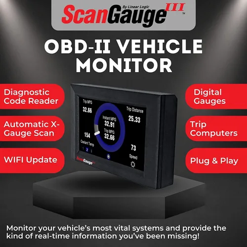 Miniatura 3 de ScanGauge 3 Todo Nuevo Lector de Código OBD2 con Pantalla Táctil, Medidores Digitales y Computadora de Viaje con Actualizaciones WiFi SG3