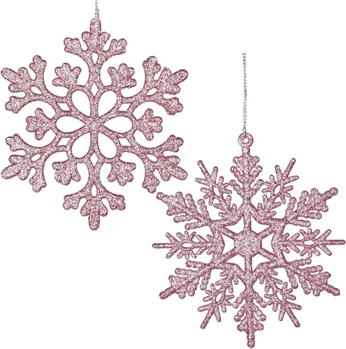 Miniatura 10 de DearHouse 36 adornos de plástico con copos de nieve, pequeños adornos de copos de nieve brillantes en cadena para decoraciones de árbol de Navidad