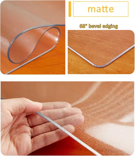 Miniatura 3 de Protector de mesa transparente esmerilado de vidrio suave de PVC, 0.059 in de grosor, impermeable, a prueba de aceite, lavable, antideslizante, 20 x
