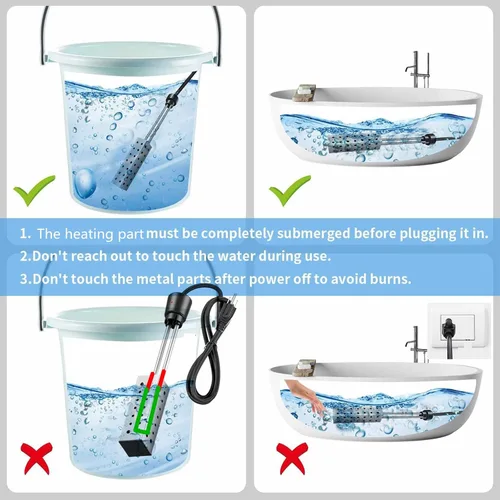 Miniatura 6 de Calentador de cubo, calentador de piscina portátil, calentador de agua de inmersión, calentador de agua sumergible para bañeras, calentador
