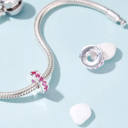 Miniatura 18 de 925 plata esterlina espaciador encanto grano con CZ transparente para pulseras Pandora Charms