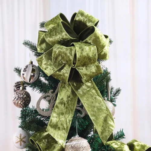 Miniatura 6 de MAYREEL Cinta de terciopelo triturado verde musgo de 2.5 pulgadas con cable para decoraciones de Navidad, envolver regalos, coronas para árboles, 10