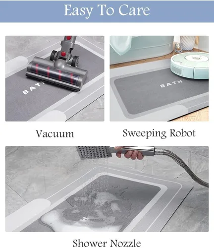 Miniatura 6 de MontVoo -Alfombra de baño, antideslizante, súper absorbente, resistente a las manchas, de secado rápido, delgada, para baño, suelo, bañera, tocador