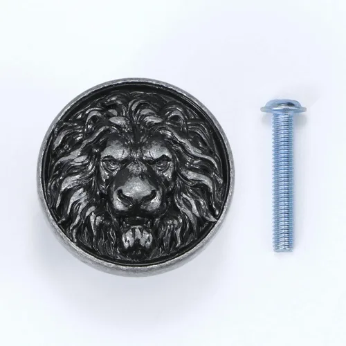Miniatura 6 de Pomos de gabinete con cabeza de león antiguos, pomos de animales dorados, pomos de cajones y tiradores de un solo agujero para manijas de armario