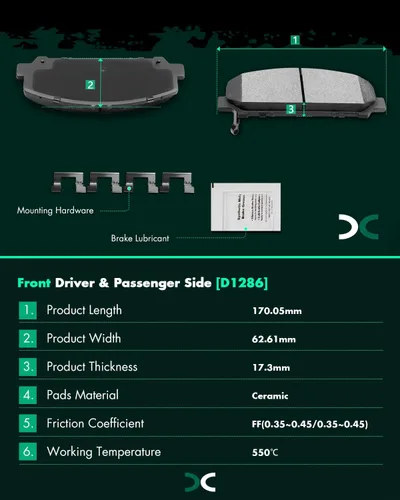 Miniatura 3 de SCITOO Juego de pastillas de freno de cerámica D1286 reemplazo delantero para INFINITI QX56 2005-2010, para Nissan para ARMADA 2006-2012