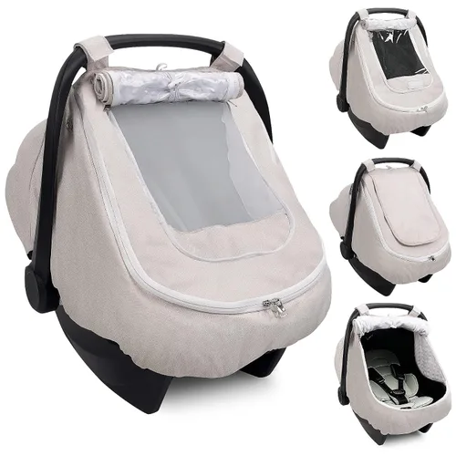 TinlyFinly Funda impermeable para asiento de automóvil para bebé, cubierta de lluvia de asiento de automóvil de 2 capas con ventana transparente,