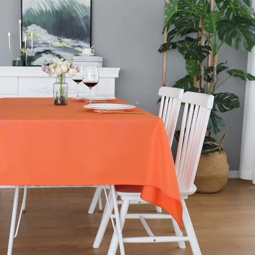 Miniatura 2 de FOLINS&HOME Mantel rectangular naranja en poliéster resistente y resistente al agua, sin arrugas, a prueba de derrames y lavables, 60 x 84 pulgadas