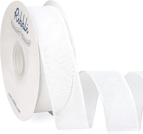 Miniatura 11 de Ribbli Cinta de arpillera natural con alambre, 1 pulgada x 20 yardas continuas, cinta de borde con alambre para coronas, lazos grandes, decoración