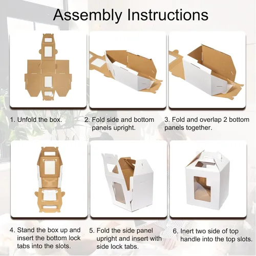 Miniatura 4 de Mcfleet Cajas altas para tartas de 12 x 12 x 14 pulgadas para tartas de nivel con ventana, 12 pulgadas desechables de gran capa con asa, caja