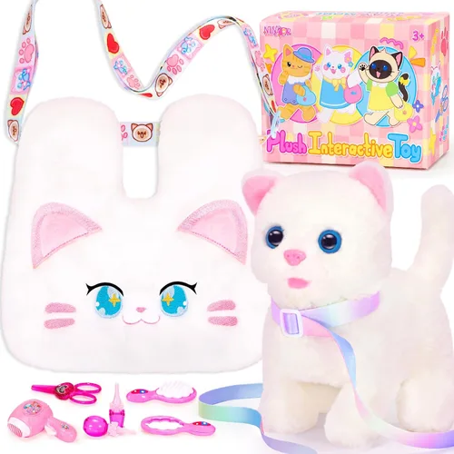 Miniatura 8 de NINAOR Juguetes de conejo de Pascua para niños con bolsas cruzadas, rellenos de cesta de Pascua, orejas interactivas, juguete de conejo, robot