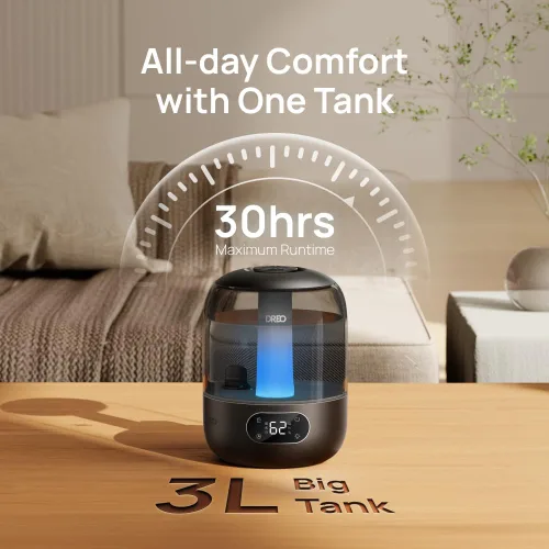 Miniatura 6 de DREO Humidificadores para dormitorio, 3L de llenado superior 30H y 26dB Tiempo de funcionamiento silencioso para habitaciones grandes, humidificador