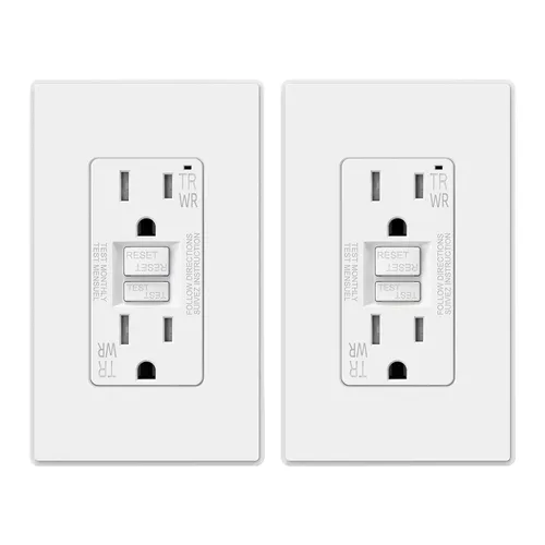 Miniatura 35 de ELEGRP Salida GFCI para Exteriores, Receptáculo GFI Eléctrico de Autoprueba de 15 Amperios con Diseño Más Delgado, Receptáculo GFCI Resistente a
