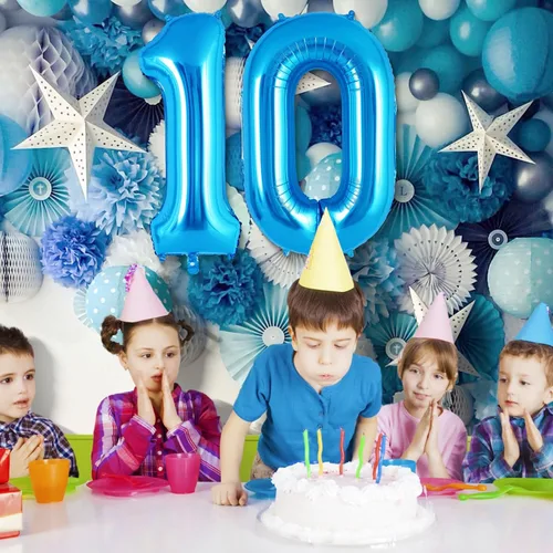 Miniatura 4 de Globo de número 0 azul de 40 pulgadas, globos grandes de papel de aluminio de helio, globos gigantes de Mylar número 0 para suministros