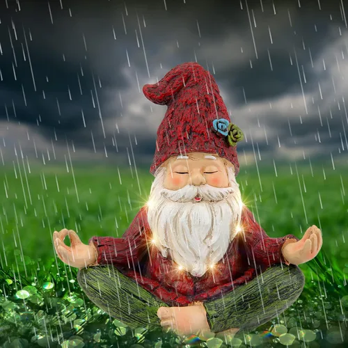 Miniatura 6 de Smadeer Estatua de gnomo de yoga de jardín, figura de gnomos al aire libre con luces solares, Knome en postura de yoga para decoración de jardín