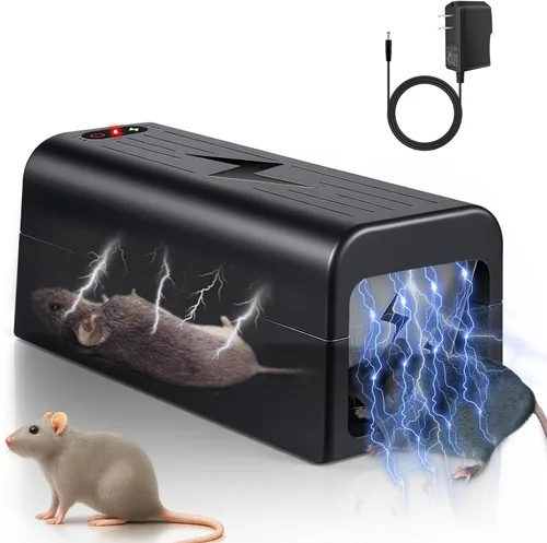Trampa eléctrica para ratones para interiores, trampa electrónica para ratas, trampa para ratones para interiores con potente voltaje, mata