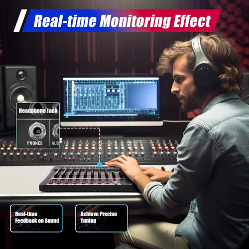 Miniatura 4 de DNYSYSJ Profesional DX8 Canal Negro Bluetooth Live Studio Audio Mixer Consola de Mezcla USB para Bar KTV Ajustar la atmósfera de la música