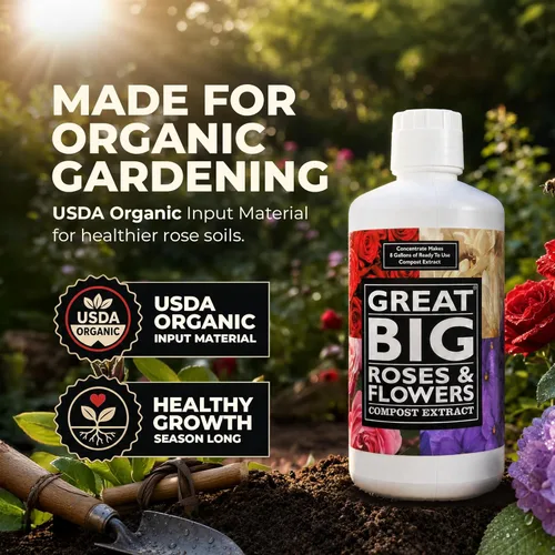 Miniatura 2 de Great Big Roses - Potenciador de fertilizante de suelo y rosas para cultivar las mejores rosas y flores; extracto de abono alimentario de rosas