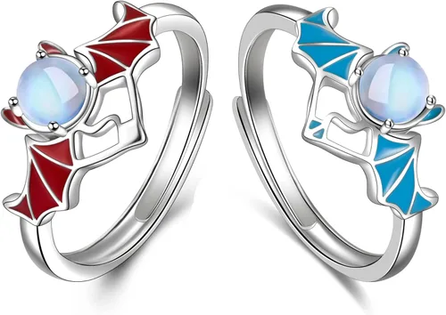 Anillos a juego para parejas para mejor amiga, tamaño ajustable, lindo anillo de promesa de boda, joyería para mujeres, hombres, él, ella, juego de