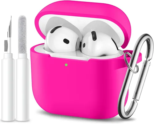 Miniatura 22 de Funda protectora completa de silicona suave para AirPods 4 con llavero y kit de limpieza, compatible con Apple Airpods 4 para mujeres y hombres
