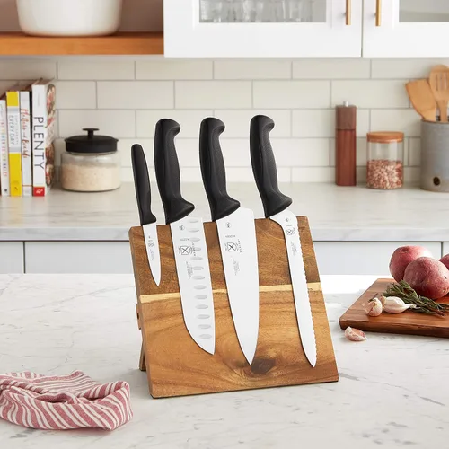 Miniatura 6 de Mercer Culinary Millennia - Juego de 5 tableros magnéticos con asas negras, acacia, 16 x 8 x 18 pulgadas