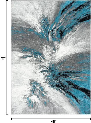 Miniatura 2 de SAFAVIEH Glacier Collection GLA127M - Alfombra moderna abstracta que no desprende pelusa, para sala de estar o dormitorio, 4 x 6 pies, azul/gris