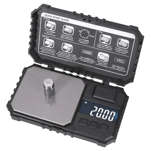 Goetland Báscula digital de bolsillo con cubierta 0.71 oz Peso de calibración 0.00 oz Precisión 17.64 oz Escala pequeña escala para joyería Muestra