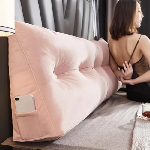 Almohada de lectura suave para reposo en cama, cojín grande para cabecero, respaldo triangular, almohada de cuña para cuello y soporte lumbar para