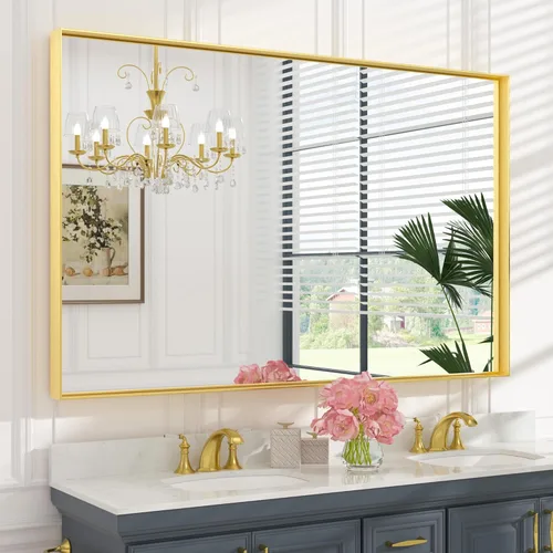 Miniatura 28 de Keonjinn - Espejo rectangular con marco negro para baño de 40 x 30 pulgadas, espejo de pared para sobre el lavabo, espejos de tocador de metal