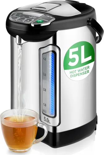 Miniatura 10 de NutriChef Hervidor Eléctrico de Agua y Calentador - Dispensador Eléctrico de Agua Caliente de Acero Inoxidable de 3L/3.17 Qt con Base Giratoria
