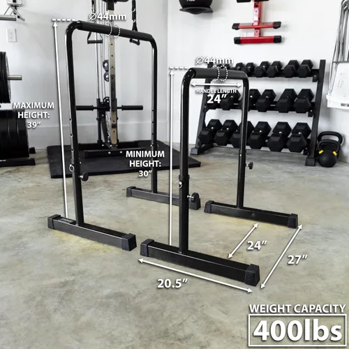 Miniatura 4 de Synergee Barra de inmersión. Estación de inmersión ajustable de 30" a 39" para inmersiones, dominadas invertidas. Capacidad máxima de 400 libras.