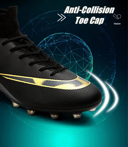 Miniatura 9 de Men's Soccer Shoes Football Cleats Outdoor High-Tops Lace-Up Non-Slip Spikes AGFG Boots