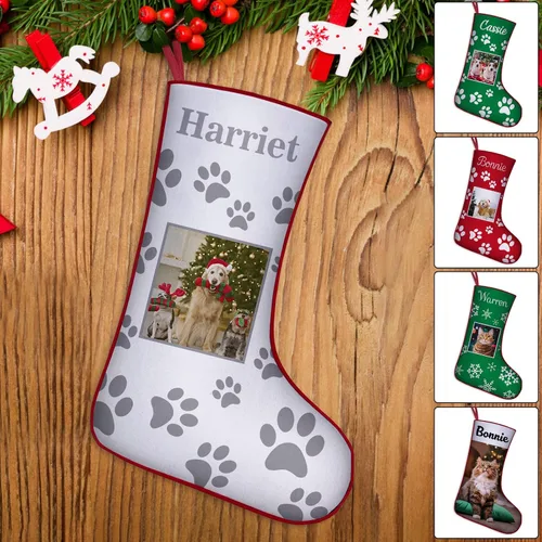 Miniatura 38 de Medias de Navidad de raza de perro personalizadas con texto de nombre, regalos de decoración de calcetines de Navidad personalizados para perros