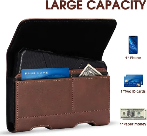 Miniatura 2 de BECPLT Funda para Galaxy S25 Ultra S24+S23 Ultra Funda de cuero para teléfono celular Soporte para cinturón Clip Funda Funda Marrón marrón-cuero