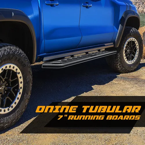 Miniatura 7 de ONINE Tubular - Estribo negro texturizado de 7 pulgadas, ajuste personalizado, para Chevy Colorado/GMC Canyon Crew Cab 2015-2026, barra Nerf