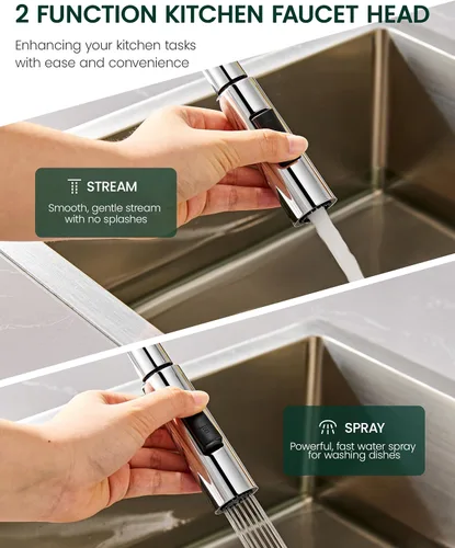 Miniatura 4 de Repuesto de cabezal de grifo de cocina de metal, cabezal rociador de grifo de cocina extraíble de 2 modos con 15 adaptadores, boquilla rociadora