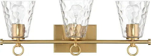 Miniatura 8 de Imogen - Lámpara de tocador de 3 luces de cristal de agua martillada y metal dorado cepillado