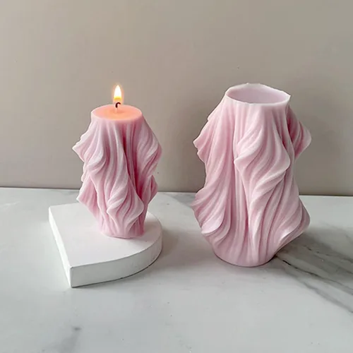 Miniatura 7 de Molde de vela torcida de onda geométrica de pilar irregular de silicona para velas de jabón, molde de fondant para pastel de caramelo de chocolate