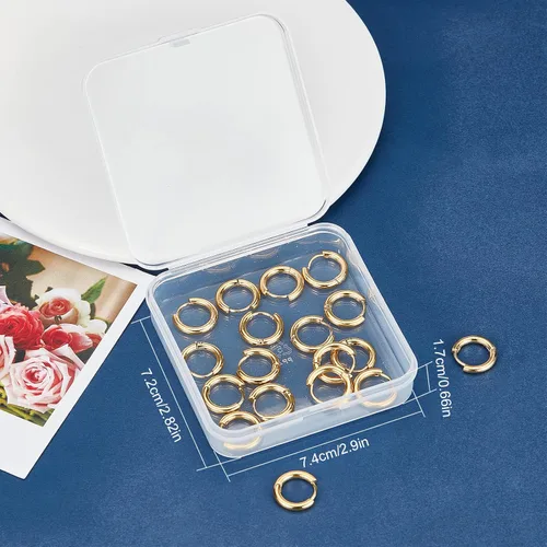Miniatura 6 de SUNNYCLUE 1 caja de 24 aretes de aro chapados en oro de 18 quilates, ganchos para aretes de acero inoxidable, pequeños cartílagos, hallazgos